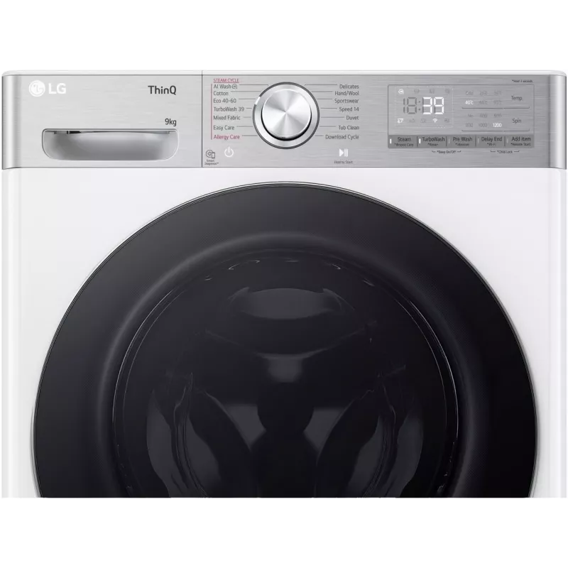LG F2WR909P3W pesumasin, 9kg, 47,5cm, 1200 p/min