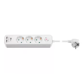 Goobay 3-suunaline pistikupesa lüliti ja USB-ga 1,5m kaabel, tüüp F