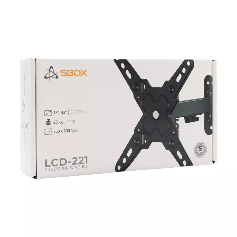 SBOX LCD kinnitus LCD-221-2 13–43-tollistele ekraanidele, kuni 20 kg, VESA 200x200
