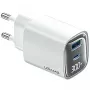 USB ja USB-C 30W GaN kiirlaadija usams CC229 valge — LED-indikaator, kompaktne disain