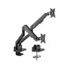 Manhattan Dual Desk Mount for TV & Monitors (Full Motion Gas Spring) with built-in Dock, For screens to 27 inch, Ports (x7): Ethernet,HDMI (x2),USB-A (x3) and USB-C,Power Delivery (100W) to USB-C Port (Separate USB-C wall charger/kaabel needed),VESA: 75x75 and 100x100mm