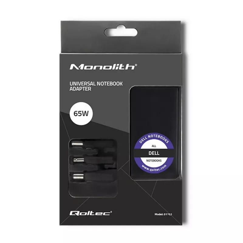 Toiteadapter, muundur Qoltec 51762 65W Must