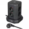Pistikupesade torn Brennenstuhl 1153560010 — 8 pistikupesa, 2×USB-A, 1×USB-C, must