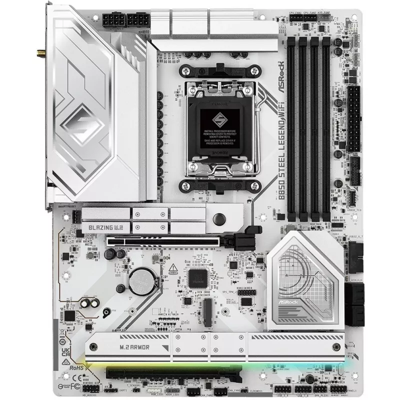 Emaplaat ASROCK B850 Steel Legend WiFi ATX — AMD B850, Socket AM5, DDR5, 4x DIMM, 4x M.2, Wi‑Fi 7, 2.5Gb LAN