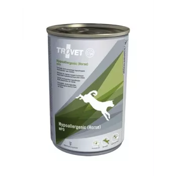 Märg veterinaardieet koertele TROVET Horse Potato Diet 400 g — hobune ja linnuliha, 81% niiskust, 6,5% valku, gluteeni- ja sojavaba