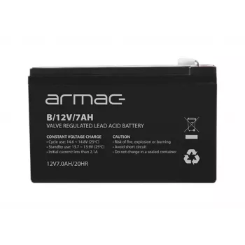 UPS-aku ARMAC B/12V/7AH — suletud pliiaku 12V 7Ah, 110A max tühjendus, ABS korpus