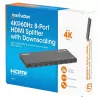 Manhattan 4K@60Hz 8-pordiline HDMI-jaotur skaleerimise vähendamisega, jaotab ühe HDMI-sisendi kaheksale HDMI-väljundile (1x8), 18G, EDID-lüliti skaleerimise vähendamiseks, must