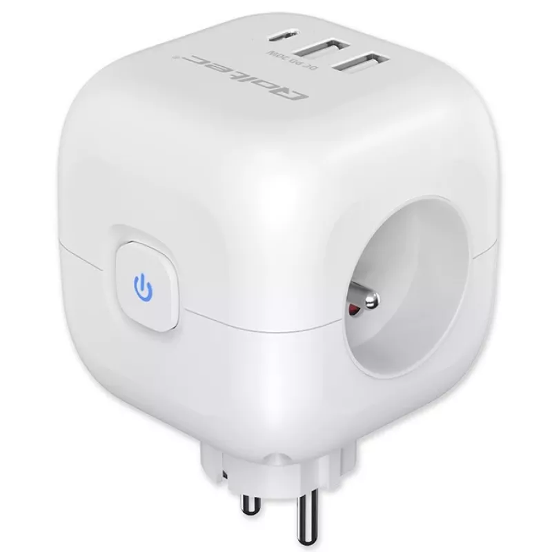 Pikendusjuhe QOLTEC 52548 3 vahelduvvoolupesaga ja USB-pordiga