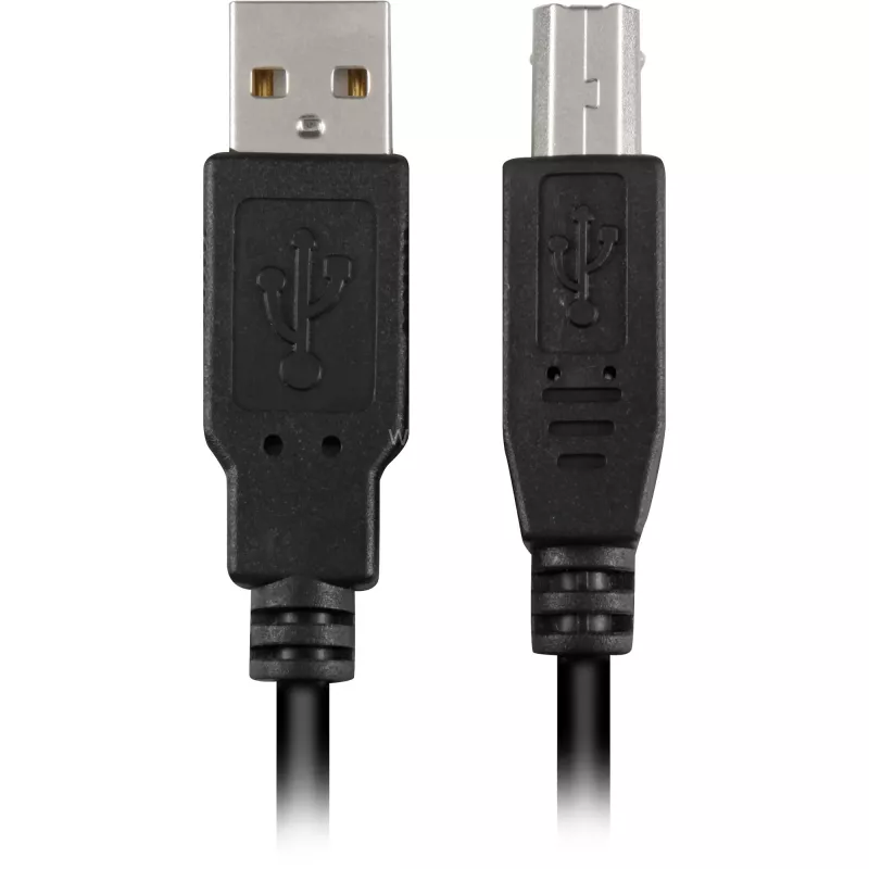 USB 2.0 kaabel, USB-A pistik > USB-B pistik (must, 0,5 meetrit)