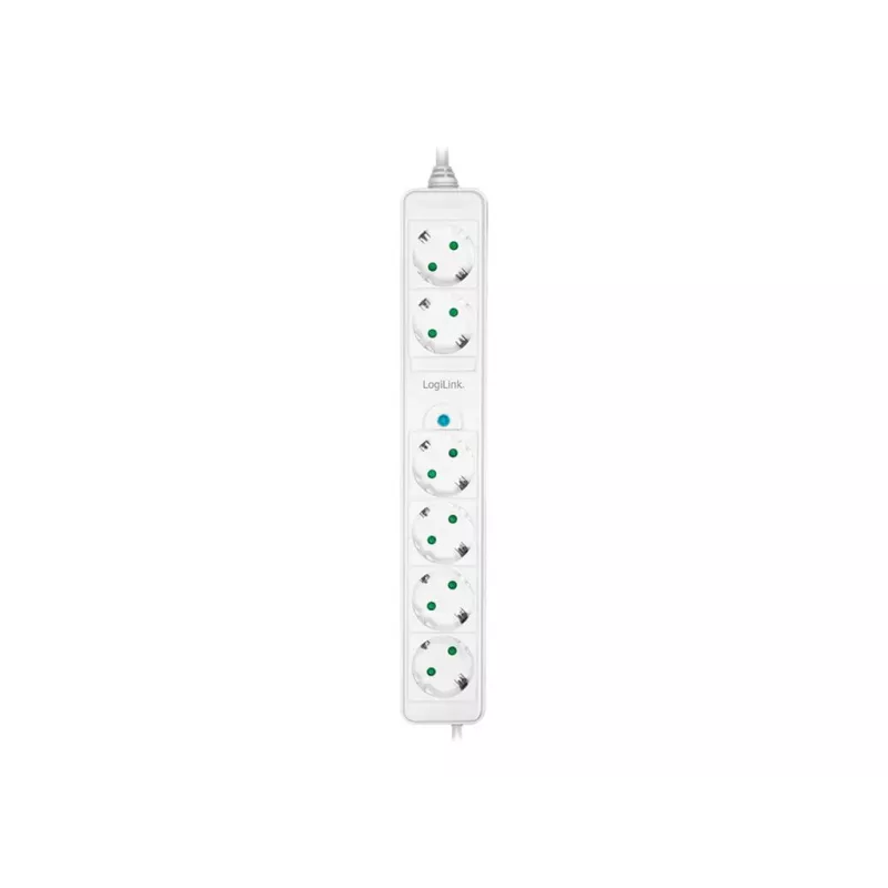 Pikendusjuhe LogiLink LPS271 1,5 m 6 vahelduvvoolupistikut Siseruumides Valge
