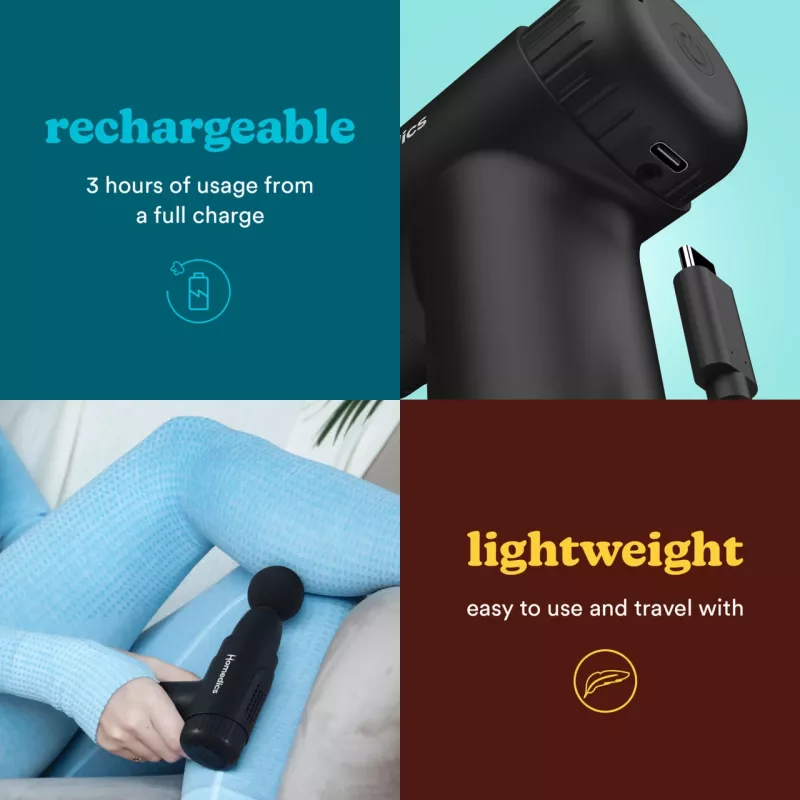 Löökmassaažipüstol HoMedics PGM-45BK Mini kaasaskantav kerge käeshoitav