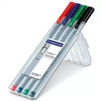 Fineliner Staedtler 334 SB4 Must Sinine Roheline Punane