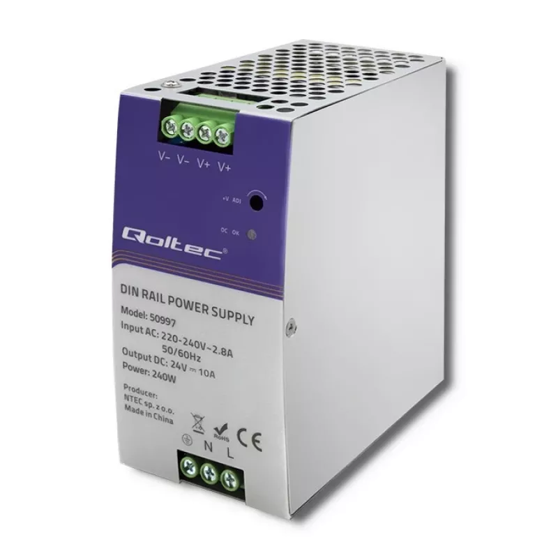 DIN-liistu toiteplokk QOLTEC 50997 240W 24V 10A