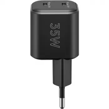 Seinalaadija GOOBAY 75333 — universaalne siseruumide AC USB-C laadija, 2x USB-C, 35 W, must