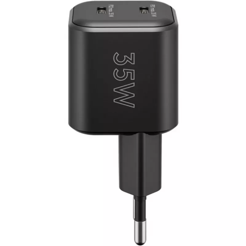 Seinalaadija GOOBAY 75333 — universaalne siseruumide AC USB-C laadija, 2x USB-C, 35 W, must