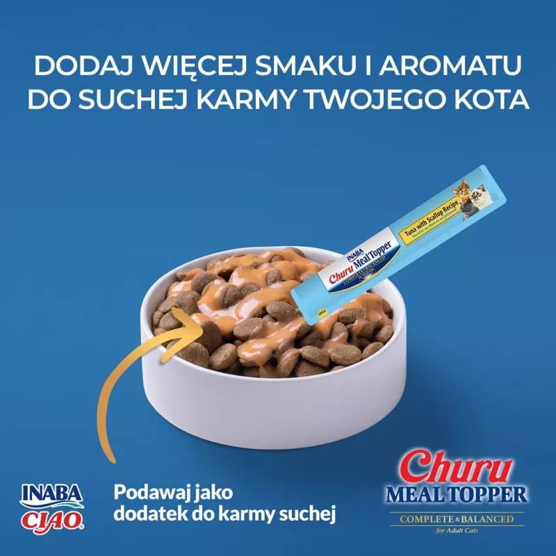 Märg kassimaius kotike INABA Churu Meal Topper Tuunikarp kammkarbiga 4 x 14 g