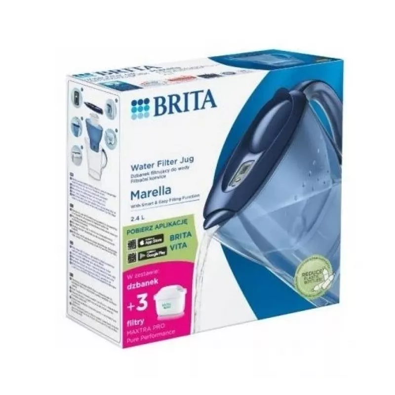 Veefiltrikann BRITA Marella 2,4 L 3 Pure Performance kassetiga, Maxtra Pro, sinine