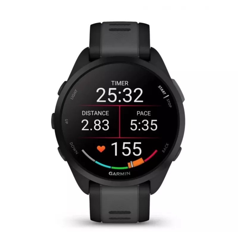 Garmin Forerunner 165 3,05 cm (1,2) AMOLED 43 mm Digitaalne 390 x 390 pikslit Puutetundlik ekraan Must GPS (satelliit)