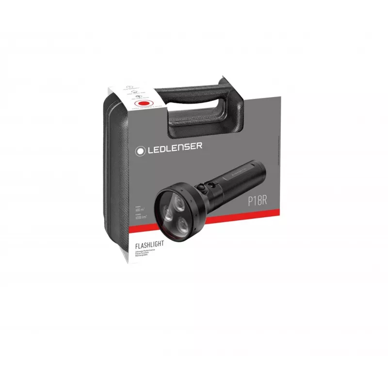 Käsitaskulamp Ledlenser P18R Must, laetav 1000 lm, IP68, 600 m valgusvihk, 18650 aku