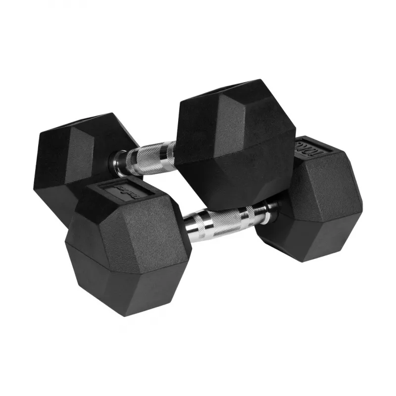 Kummeeritud malmist hantlid HEX 2x10 kg REBEL ACTIVE