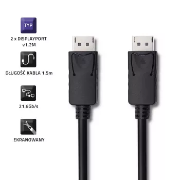 DisplayPort v1.2 isane, 4K, 1,5 m