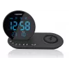 FM PLL äratuskell-raadio/ÄRATUS/USB/CR85BK LAADIMINE/Juhtmevaba laadimine/Sise/välis temperatuur/must