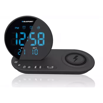 FM PLL äratuskell-raadio/ÄRATUS/USB/CR85BK LAADIMINE/Juhtmevaba laadimine/Sise/välis temperatuur/must