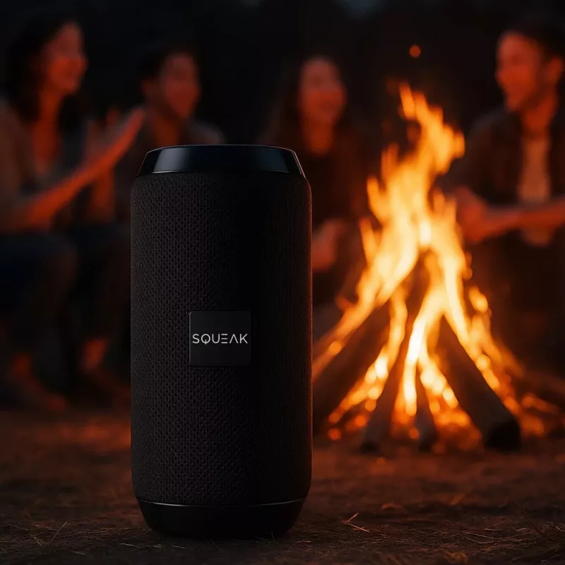 Kaasaskantav Bluetooth stereokõlar SQUEAK SQ1008 — 14W RMS, Bluetooth 5.3, 1200 mAh, IPX4, FM, LED, AUX, USB
