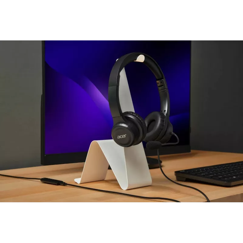 Juhtmega kontoripeakomplekt Acer AHW154 — stereo, 3,5 mm pesa, vastupidav disain