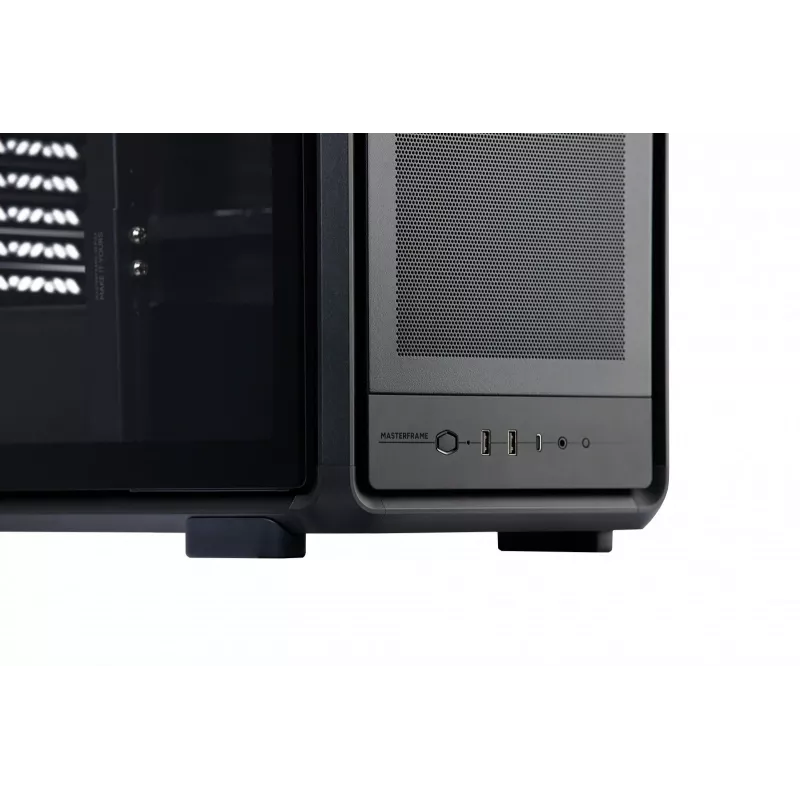 PC Midi Tower Cooler Master MasterFrame 500 Mesh — must, läbipaistva küljeaknaga, toetab ATX/EATX, 2x200 mm esi-, 1x120 mm tagaventilaator