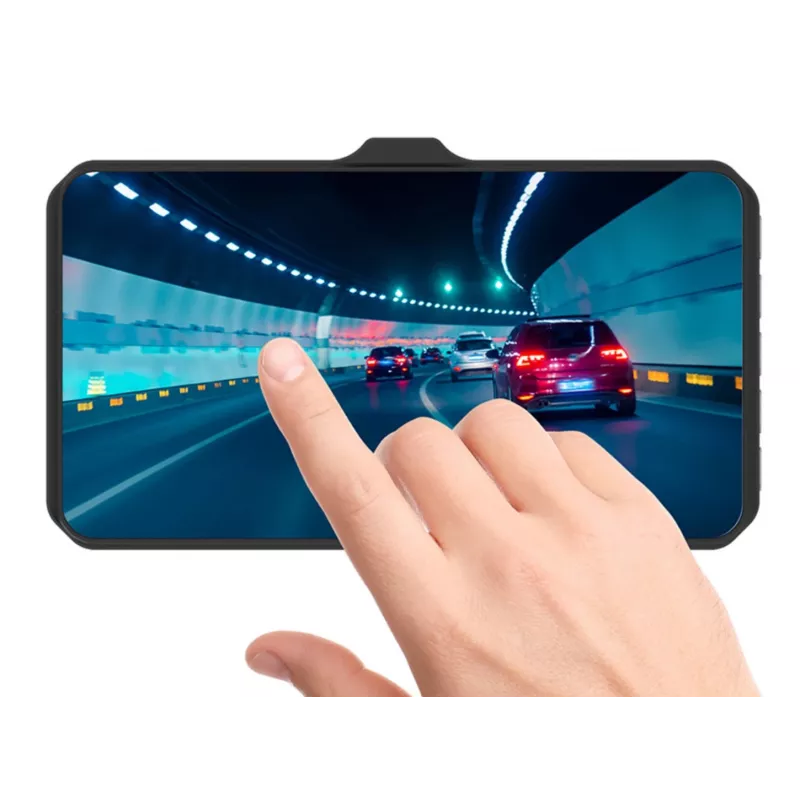 Dashcam TRACER 4TS Full HD kahe kanaliga pardakaamera, 2 MP põhi-, 0,4 MP salongi-, 140°/60° vaatenurgad, 4-tolline IPS-ekraan, 150 mAh aku, alumiiniumist korpus, parkimisabi