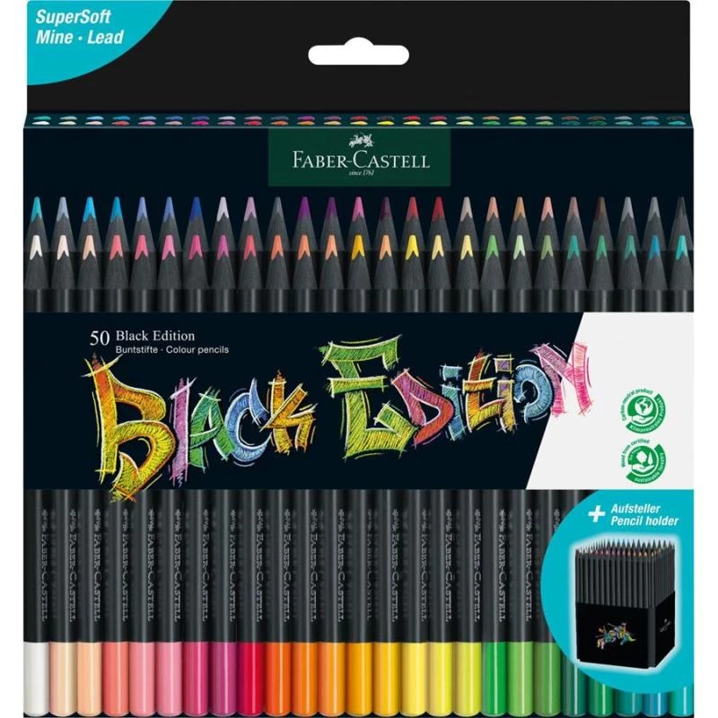 Värvipliiatsid Faber-Castell 116450, mitmevärviline komplekt, 50 tk, pehme südamik, pappkarp