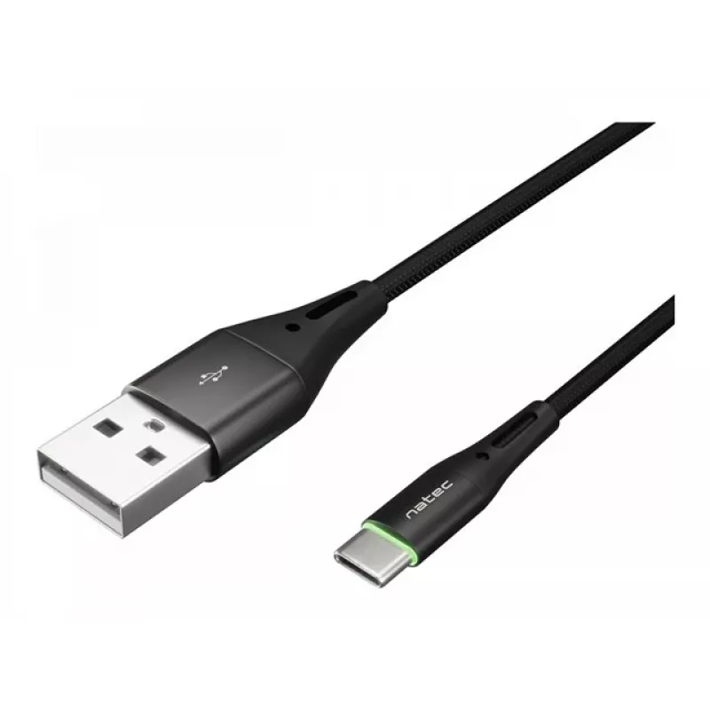 NATEC Kaabel USB-C/A 2.0 1m prati led must nailon