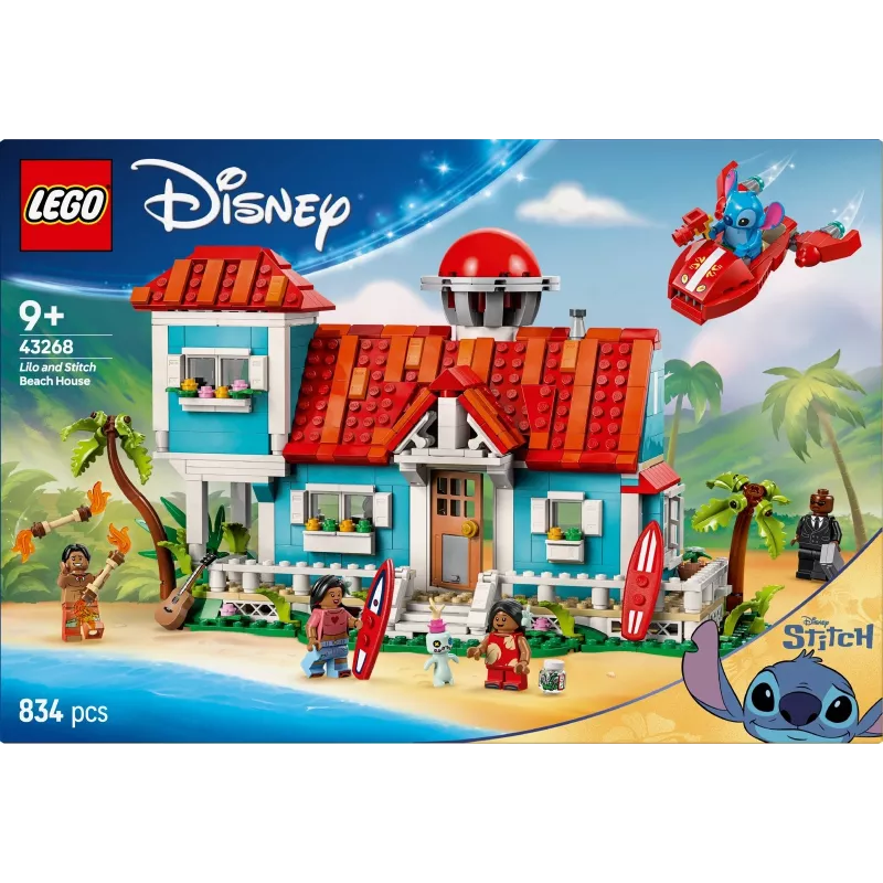 LEGO komplekt Disney 43268 rannamaja — modulaarne majaehitus, 834 tk, 5 minifiguuri, vanus 9+