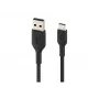 Punutud USB-C USB-A kaabel 15 cm must