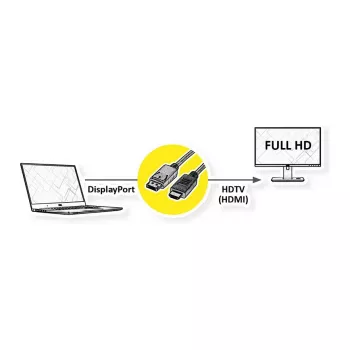 Video kaabli adapter ROLINE 11.45.5780 1m DisplayPort - HDMI Must