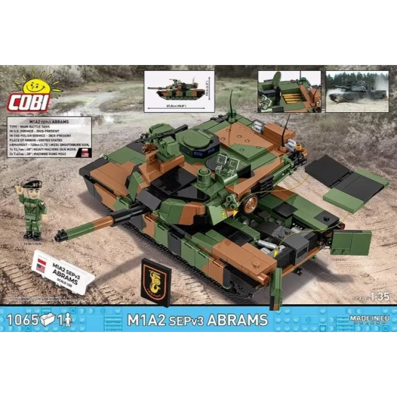 Ehituskomplekt Cobi M1A2 SEPV3 Abrams mudel 1 065 klotsiga