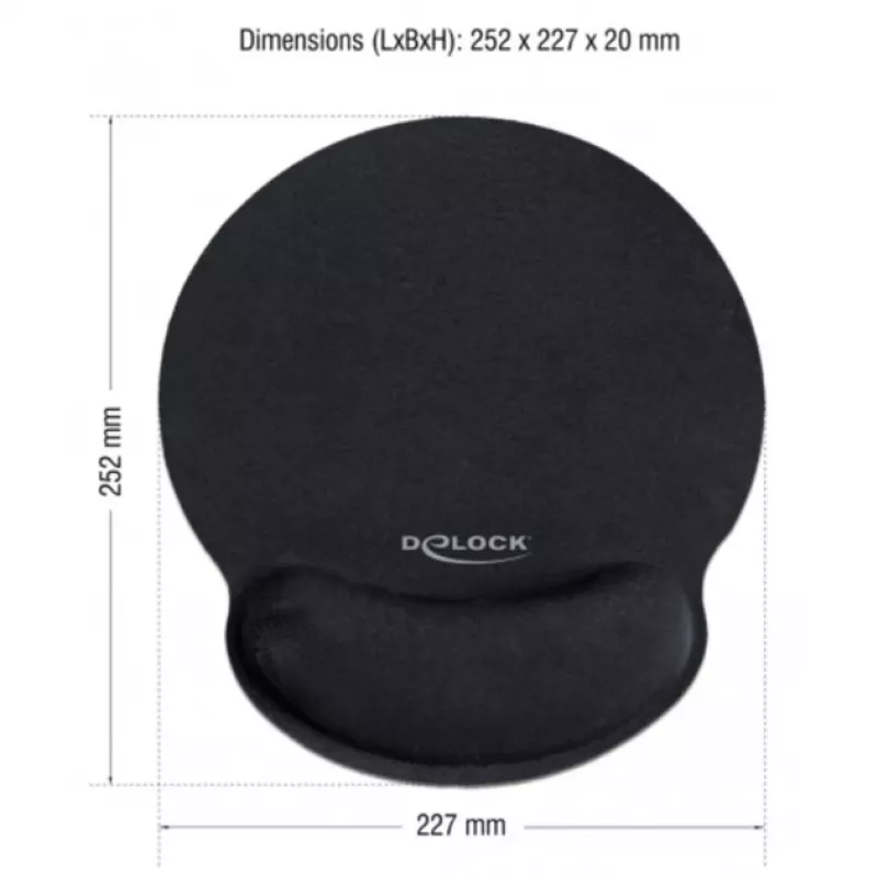 Delock Ergonomisches Mauspad mit Handballenauflage schwarz 252x227 mm