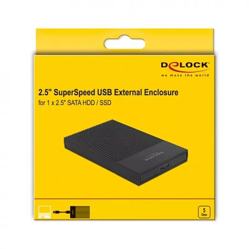 HDD/SSD-korpus DeLOCK 42011 Must 2,5-tolline SATA III 5 Gbit/s
