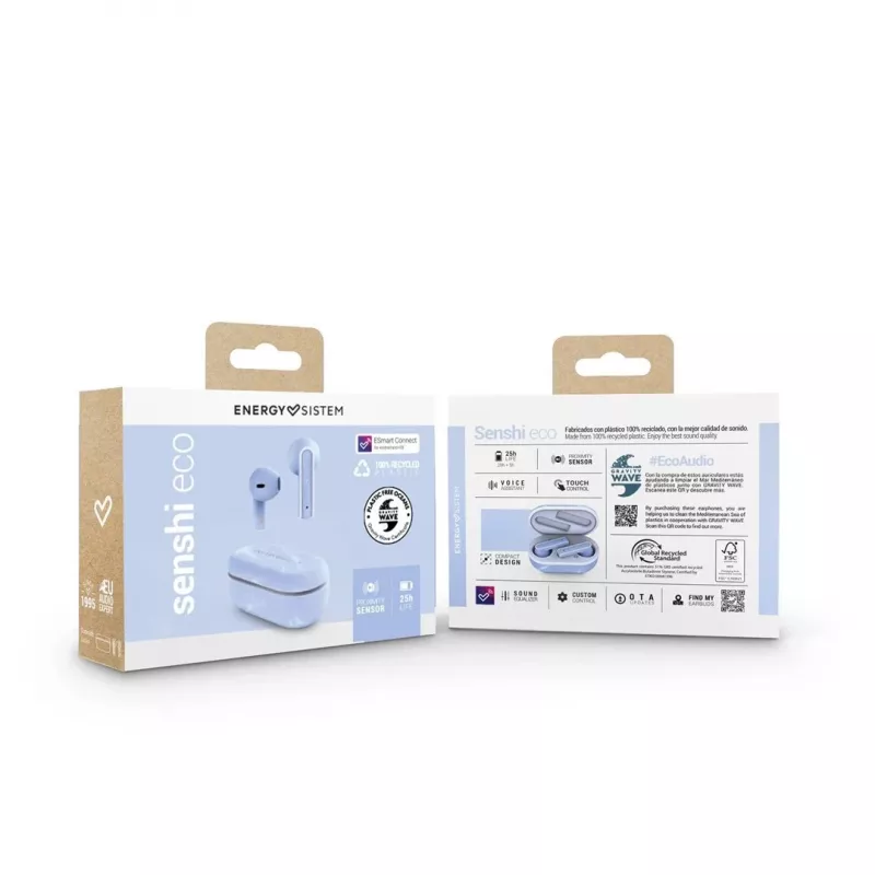 Energy Sistem Senshi Eco Peakomplekt Tõeline Juhtmeta Stereo (TWS) Kõrvaklapid Kõnedeks/Muusikaks/Sportimiseks/Igapäevaseks Kasutamiseks Bluetooth Hele Sinine