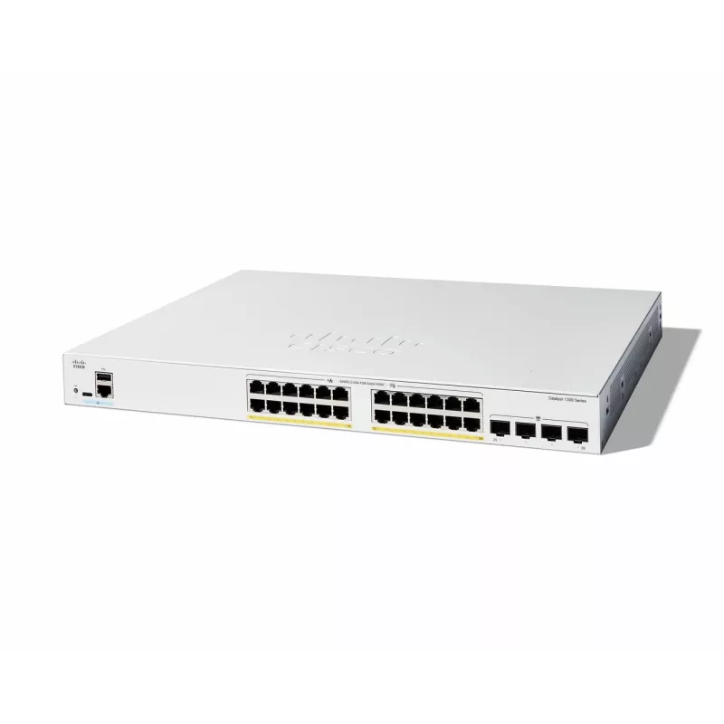 Cisco Catalyst 1300-24FP-4G hallatav lüliti, 24 porti GE, täis PoE, 4x1GE SFP, piiratud eluaegne kaitse (C1300-24FP-4G)