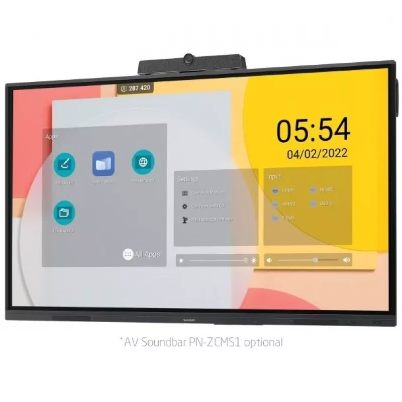 Sharp PN-L752B interaktiivne tahvel 190,5 cm (75 tolli) 3840 x 2160 pikslit Puutetundlik Must