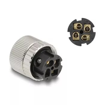 DeLOCK M12 pistik A-kodeeringuga 4 kontaktiga emane 90° nurga all metallist