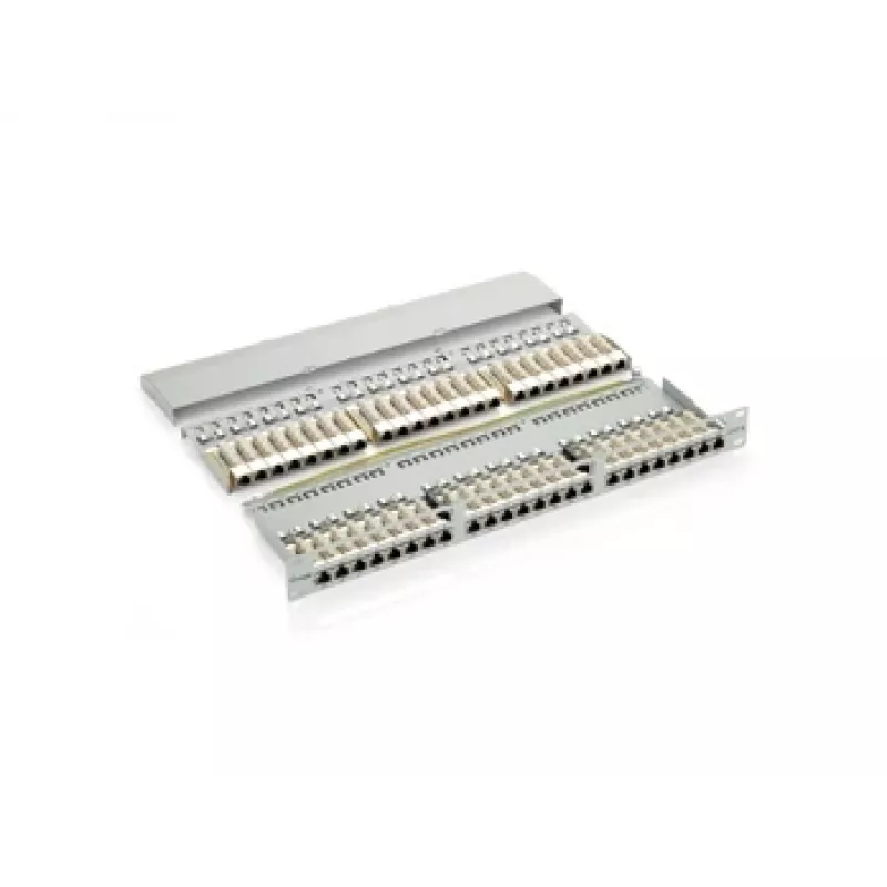 Equip 48-portine Cat.6 varjestatud paigalduspaneel, must, RJ-45, kuldne, Cat6, riiulipaigaldus, 1U, must