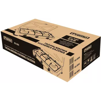 Gaasipliit PROMIS KG300C, 3 põletit, manuaalsed pöördnupud, must pliidiplaat, 580×310×110 mm