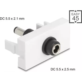 Connector DELOCK Easy 45 module DC 5.5×2.5 mm to DC 5.5×2.1 mm, model 90864