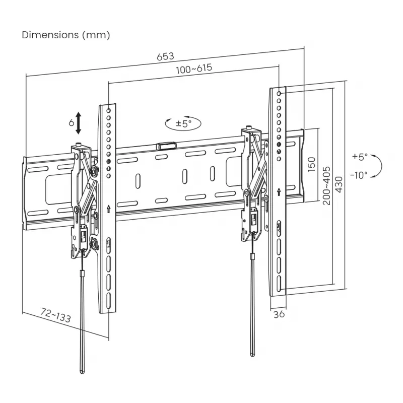 Seinakinnitus SBOX PLB-6546T-2 37–80-tollistele ekraanidele, kuni 75 kg, VESA kuni 600x400