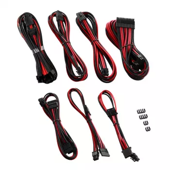CableMod C-Series PRO RM Must Label toitekaablikomplekt CM‑PCSR‑16P3KIT‑NKKR‑R – musta ja punase sleevinguga PSU kaablid