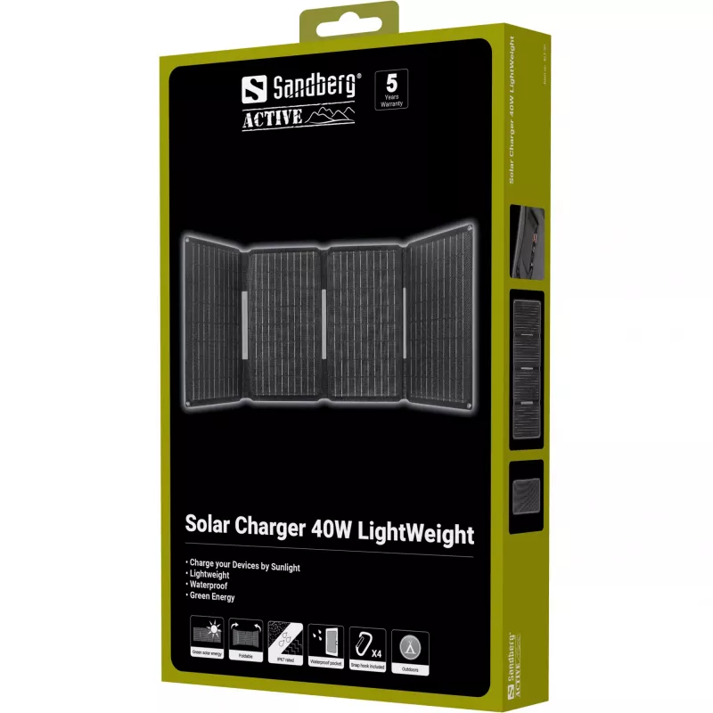 Solar charger SANDBERG 421-20 40W lightweight – portable solar panel, 40 W output