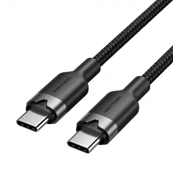 USB-C andme- ja laadimiskaabel Vention TRDBH, 2 m, USB 2.0, 60 W PD, 3 A, 480 Mbit/s, must
